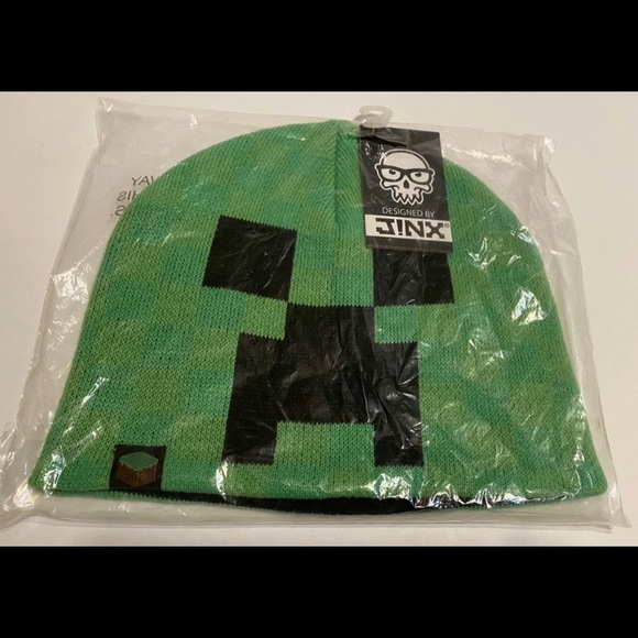 Jinx Minecraft Creeper Face Beanie Hat Cap Skull S - Picture 1 of 2